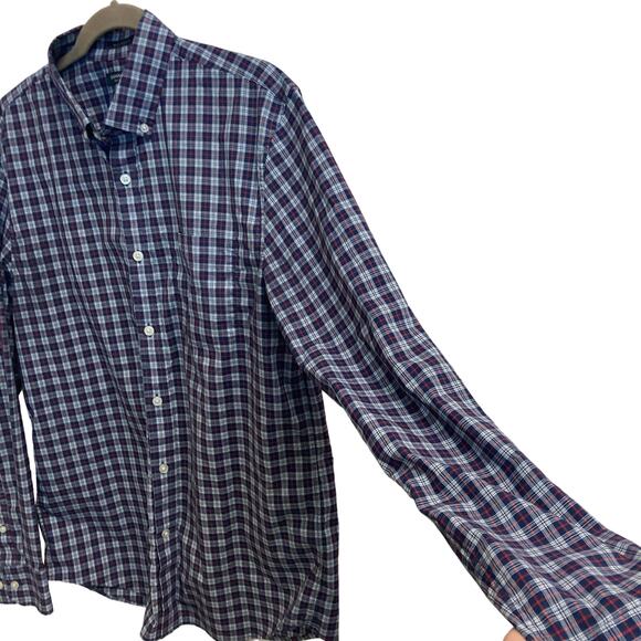 Banana Republic Plaid Check Mens Tech Stretch Cotton Top Size M - Picture 2 of 8